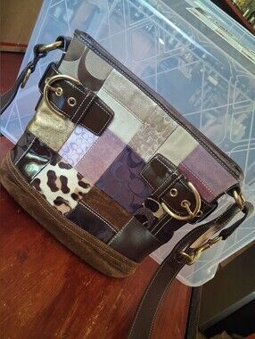 Signature Jacquard Crescent Crossbody Bag in Brown